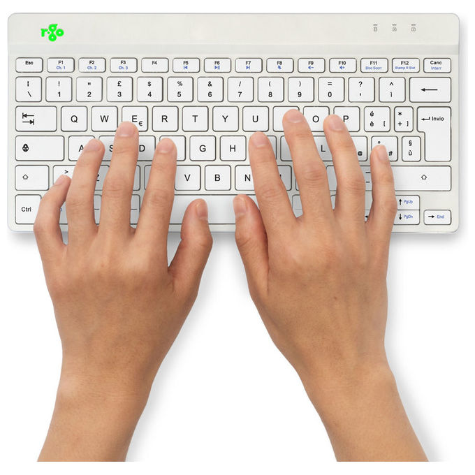 R-Go Tools, Tastiera Wireless, Compact Break, QWERTY Italiano, Bluetooth, Bianca