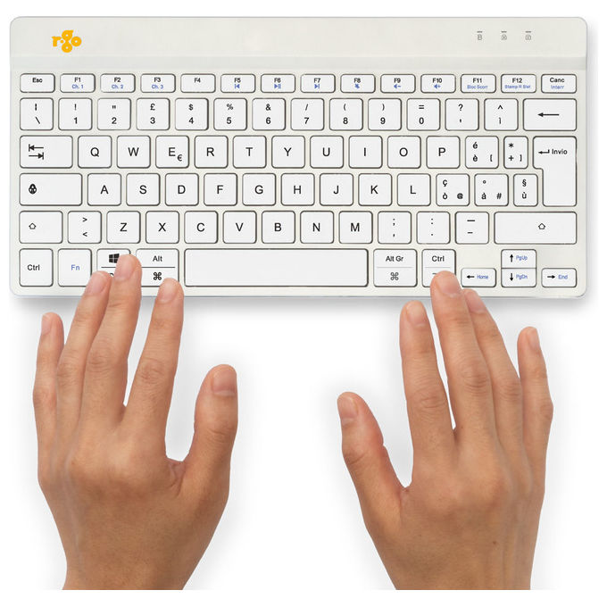 R-Go Tools, Tastiera Wireless, Compact Break, QWERTY Italiano, Bluetooth, Bianca