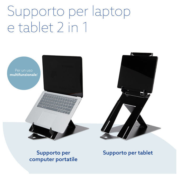 R-Go Tools RGORIDUOBL Supporto Tablet e Portatile Regolabile Nero