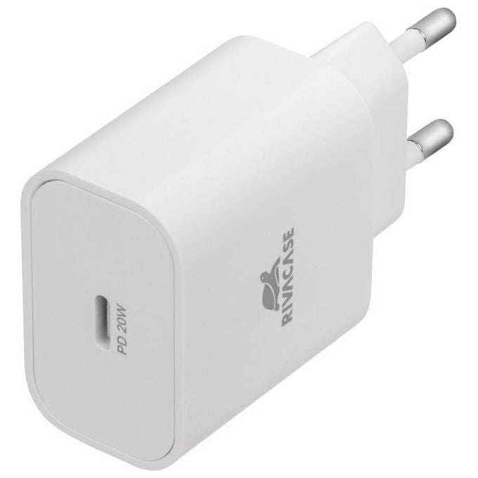 Rivacase PS4101 W00 Caricatore da muro USB-C 20W Power Delivery 3.0 QC 3.0 spina EU colore Bianco