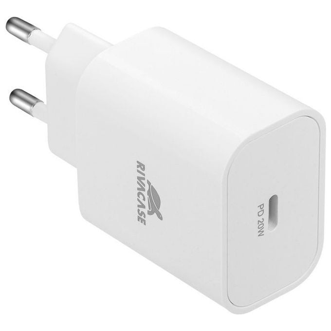 Rivacase PS4101 W00 Caricatore da muro USB-C 20W Power Delivery 3.0 QC 3.0 spina EU colore Bianco
