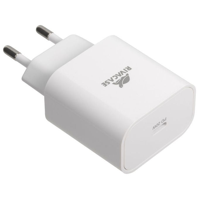 Rivacase PS4101 W00 Caricatore da muro USB-C 20W Power Delivery 3.0 QC 3.0 spina EU colore Bianco