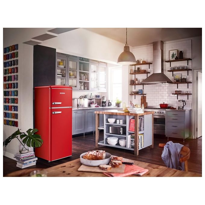Severin RKG8930 Frigorifero Doppia Porta Retro 206 L 144 cm Classe E 39 dB Libera Installazione colore Rosso