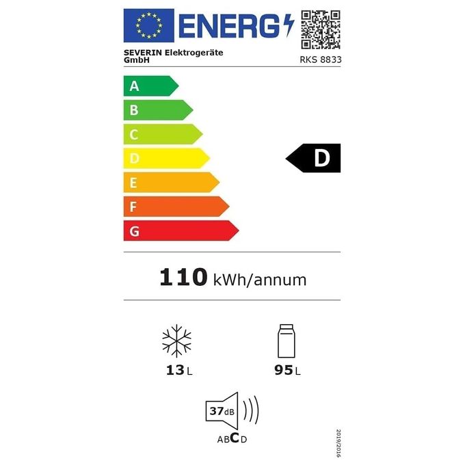 Severin RKS8833 Frigorifero Monoporta Retro' 108 L 89 cm Classe D 37 dB Congelatore 13 L colore Crema