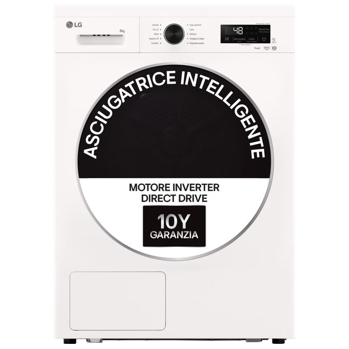 LG RNX1008NWB Asciugatrice 8 Kg Classe C Pompa di Calore Allergy Care Wi-Fi (60x85x66 cm) colore Bianco