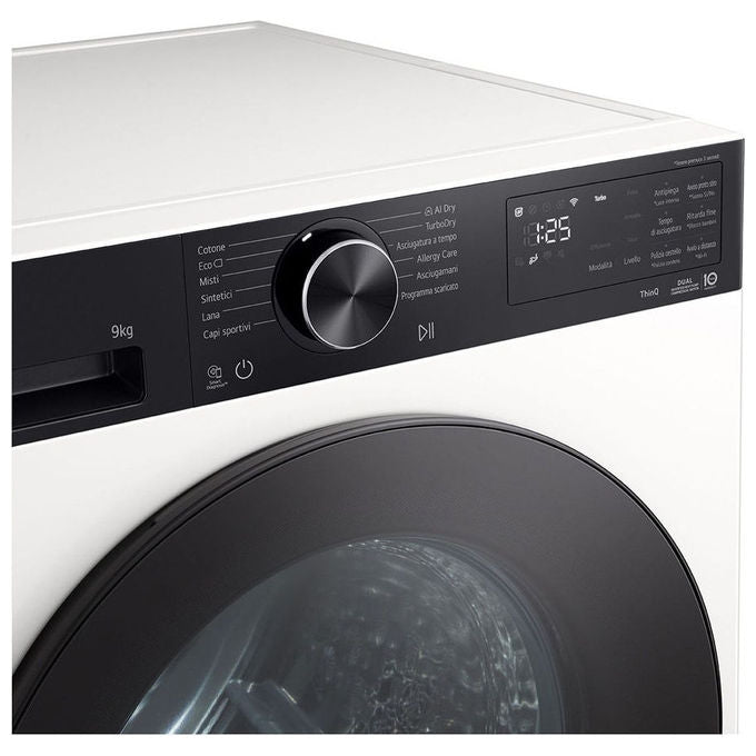 LG RNX5009TWBB Serie X5 Asciugatrice Pompa di Calore 9 Kg Classe B AI Dry Turbo Dry Wi-Fi Allergy Care (85x60x66 cm) colore Bianco