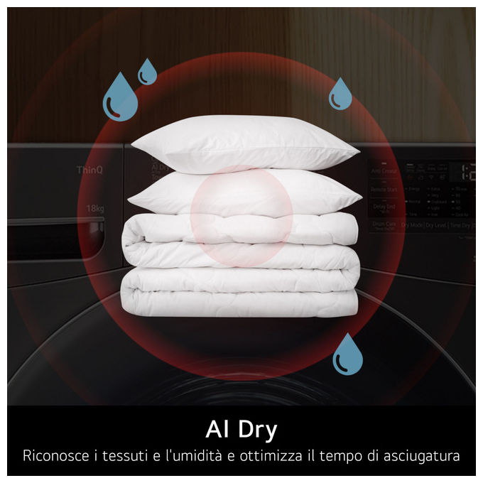 LG RNX5010TWBC Serie X5 Asciugatrice Pompa di calore 10 Kg Classe C Turbo Dry AI Dry Allergy Care (60x60x85 cm) colore Silver