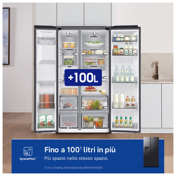 Samsung RS80F66KBFEF Frigorifero Side by Side 634 L 178 cm Classe B No Frost Twin Cooling Plus Wi-Fi Dispenser Acqua Ghiaccio colore Nero