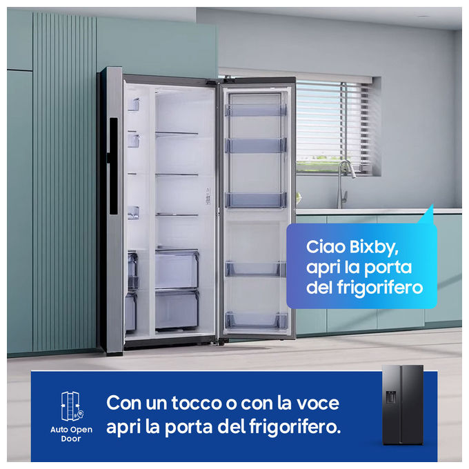Samsung RS80F66KBFEF Frigorifero Side by Side 634 L 178 cm Classe B No Frost Twin Cooling Plus Wi-Fi Dispenser Acqua Ghiaccio colore Nero