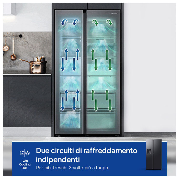 Samsung RS80F66KBFEF Frigorifero Side by Side 634 L 178 cm Classe B No Frost Twin Cooling Plus Wi-Fi Dispenser Acqua Ghiaccio colore Nero