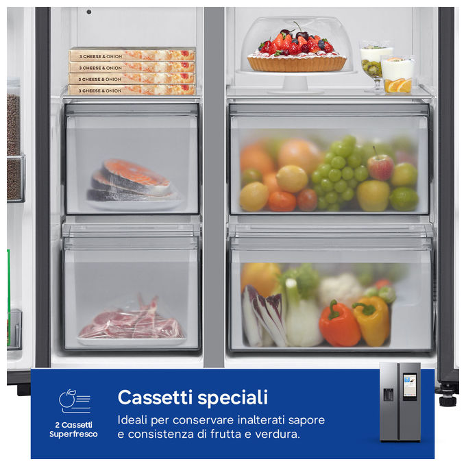 Samsung RS90F66BETEF Series 9 Frigorifero Americano Side by Side 614 L 178 cm Classe E 34 dB No Frost Wi-Fi Family Hub colore Acciaio Inox