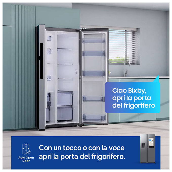 Samsung RS90F66BETEF Series 9 Frigorifero Americano Side by Side 614 L 178 cm Classe E 34 dB No Frost Wi-Fi Family Hub colore Acciaio Inox