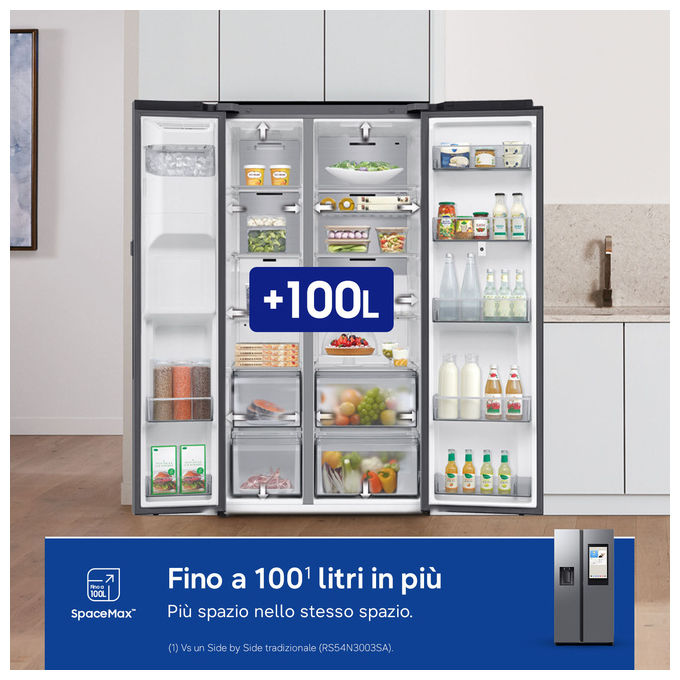 Samsung RS90F66BETEF Series 9 Frigorifero Americano Side by Side 614 L 178 cm Classe E 34 dB No Frost Wi-Fi Family Hub colore Acciaio Inox