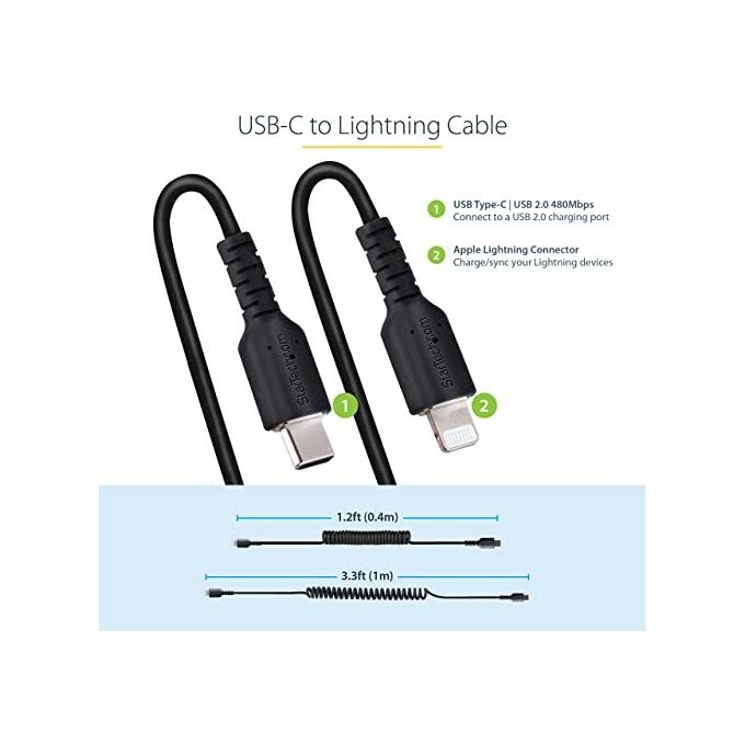 StarTech.com Cavo Usb-C a Lightning da 1mt Certificato Mfi Nero