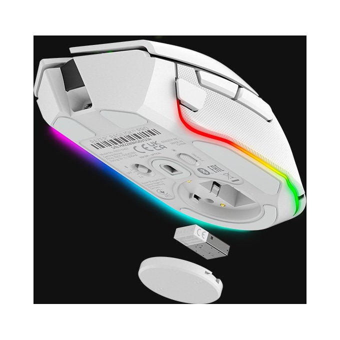 Razer 8886419333937 Basilisk V3 Pro Mouse da Gioco Wireless Bluetooth USB Type-C Sensore Ottico 30000 DPI Illuminazione RGB Chroma 11 Pulsanti Durata 90 Milioni di Clic colore Bianco