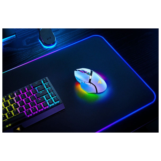 Razer 8886419333937 Basilisk V3 Pro Mouse da Gioco Wireless Bluetooth USB Type-C Sensore Ottico 30000 DPI Illuminazione RGB Chroma 11 Pulsanti Durata 90 Milioni di Clic colore Bianco