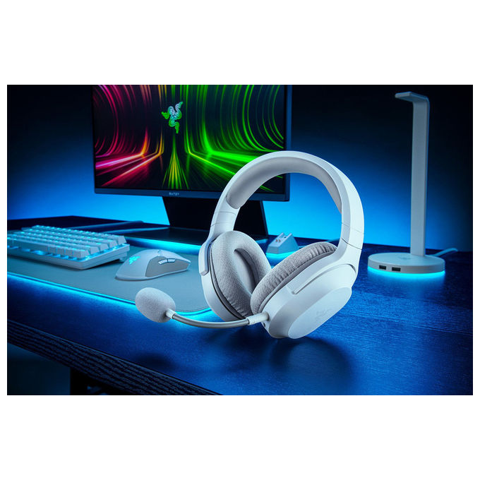 Razer RZ04-04430200-R3M1 Barracuda X Cuffia Wireless Multipiattaforma per PC PlayStation Switch Android Autonomia 20 Ore TriForce 40mm Microfono Rimovibile colore Bianco
