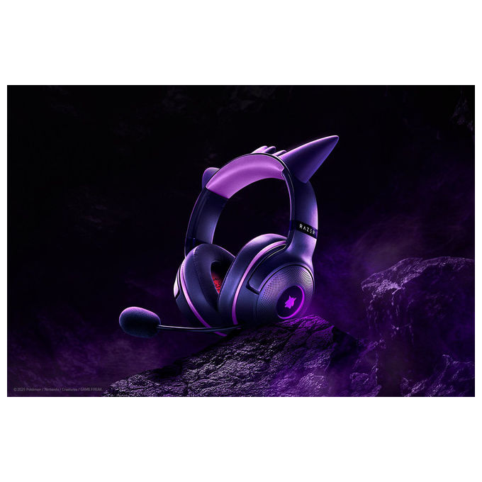 Razer RZ04-04730300-R3M1 Kraken Kitty V2 Pokémon Gengar Cuffie Gaming Over-Ear USB Driver TriForce 40mm Surround 7.1 RGB colore Viola