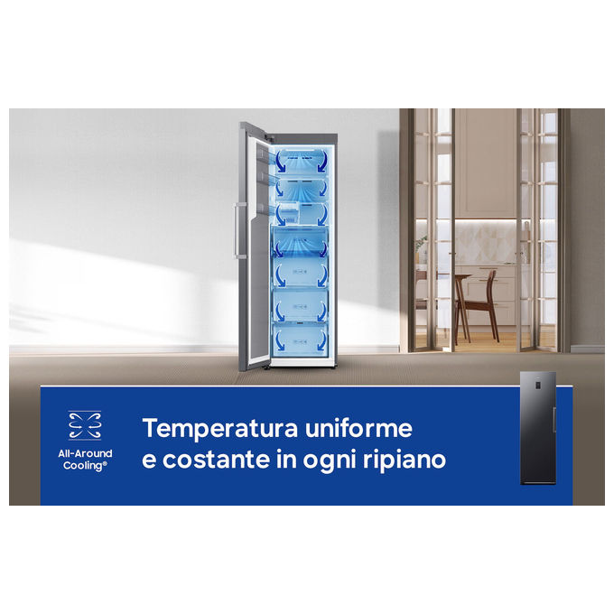 Samsung RZ70H32HDFEF Congelatore Verticale 323 L 185 cm Classe D No Frost 14.8 Kg-24H colore Nero