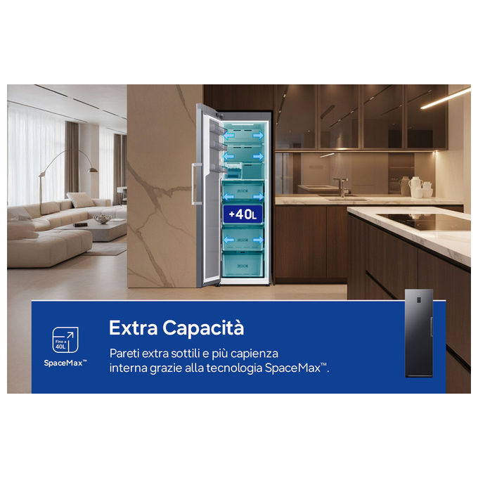 Samsung RZ70H32HDFEF Congelatore Verticale 323 L 185 cm Classe D No Frost 14.8 Kg-24H colore Nero