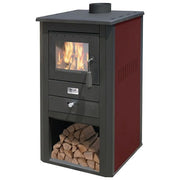 MILLE Pallade Stufa a legna 10,7 kW con vano portalegna colore Bordeaux
