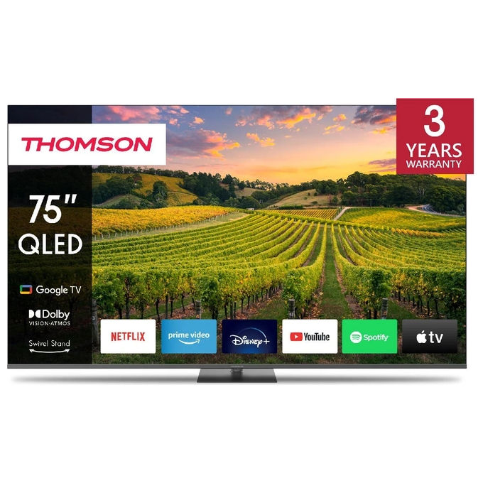 Thomson 9120106662320 Q70 Series TV QLED 75'' UHD Smart 4K Google TV colore Grigio scuro