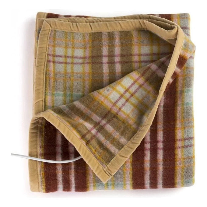LANCALOR ELCO2P1T40E Elettrocoperta Matrimoniale 40% Lana 7 Livelli di Temperatura Timer Spegnimento Regolazione Indipendente colore Fantasia Scozzese