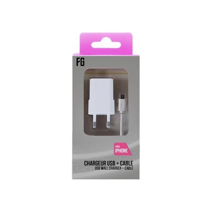 Freaks and Geeks GACC5385 Caricabatterie iPhone con Cavo Lightning 1m 5V 1A compatibile iPhone 5 6 7 8 X colore Bianco
