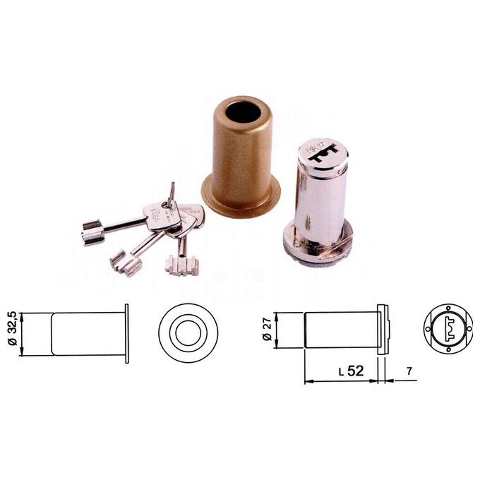 Iseo 990012 Cilindro a Pompa 60 mm 3 Chiavi Spina Antitrapano Cannotto Antistrappo Serie 901 903 910 911 915
