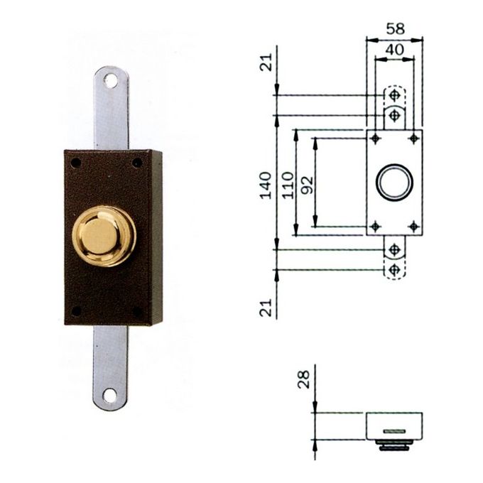 Iseo 9103050 Deviatore Pomolo Int S-A con Pomolo Interno dimensioni 58x110 mm colore Nero
