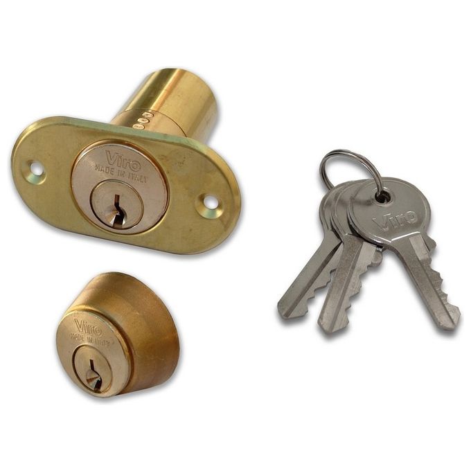 VIRO 791-794 Coppia Cilindri per Serratura Elettrica 5 Pistoncini Cifratura KD Finitura Ottone Satinato colore Ottone