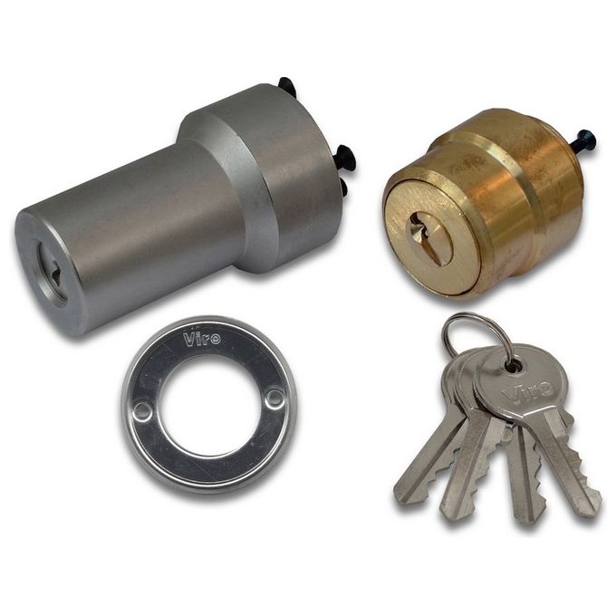 VIRO VIRO 4708-4770 Coppia di Cilindri di Ricambio con Corazza per Serratura a Spranga 70 mm 5 Perni Chiave Piatto Cifratura KD colore Ottone Satinato