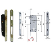 Viro 7435 Serratura da Infilare Patent Scrocco e Catenaccio Bordo Tondo Entrata 60 mm colore Ottone