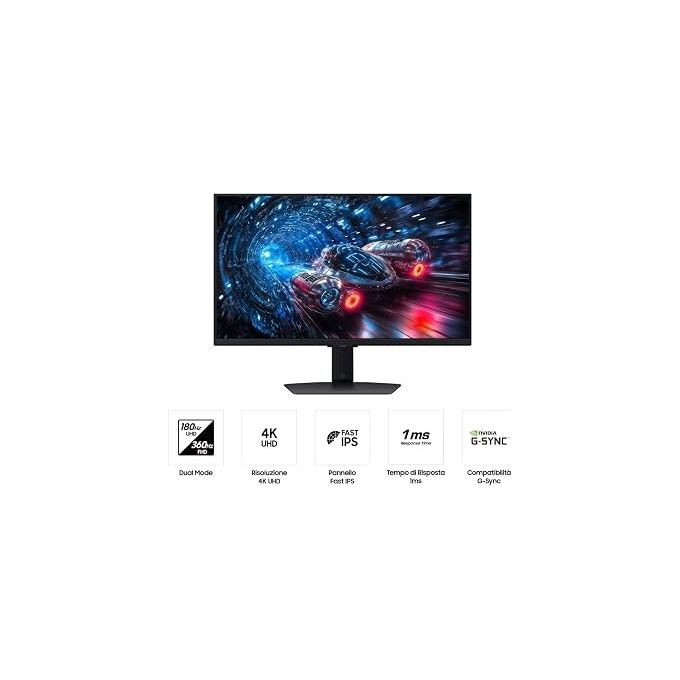 Samsung S27FG702EU Odyssey G7 Monitor Gaming 27'' IPS 4K UHD 3840x2160 360Hz 1ms HDR10+ G-Sync FreeSync Premium colore Nero