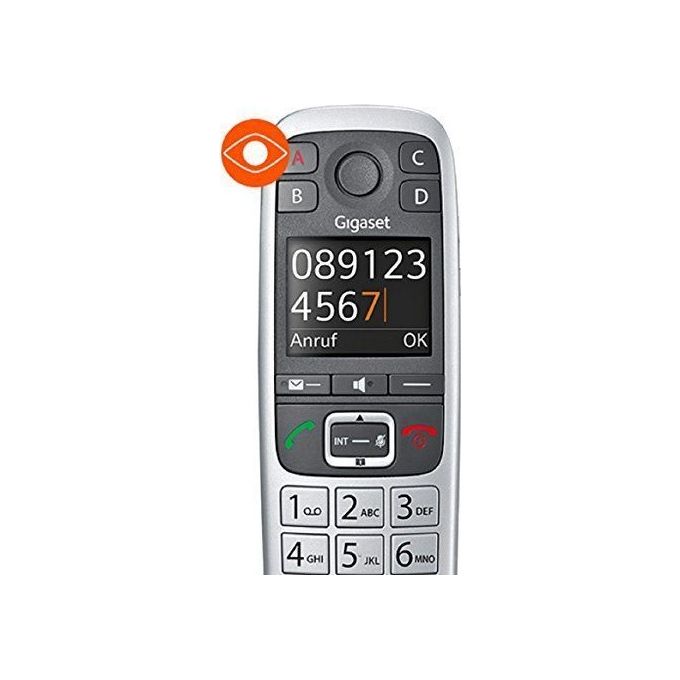 Gigaset S30852-H2728-B101 E560A Telefono cordless analogico DECT con segreteria vivavoce identificatore di chiamata e tasto SOS colore Platino