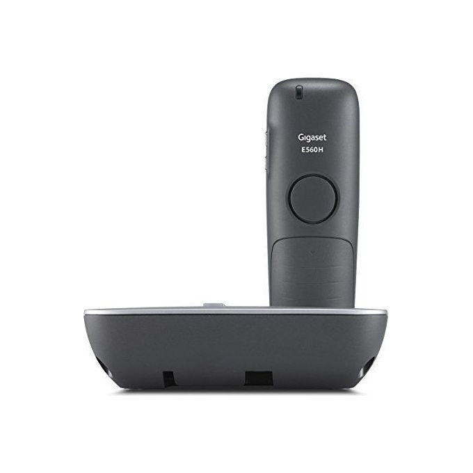 Gigaset S30852-H2728-B101 E560A Telefono cordless analogico DECT con segreteria vivavoce identificatore di chiamata e tasto SOS colore Platino