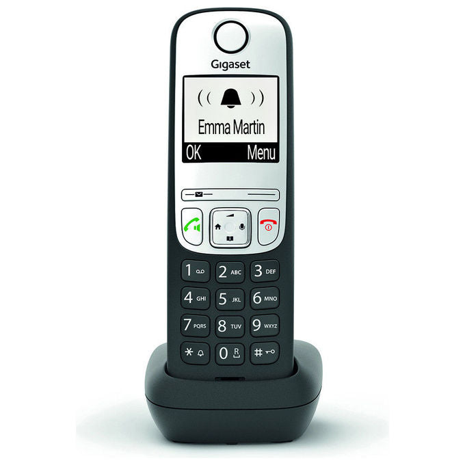 Gigaset A690HX Telefono Analogico DECT con Identificazione Chiamante e Vivavoce Memoria 150 Contatti Schermo 2 pollici Risoluzione 96 x 64 pixel Tempo in Standby 180 ore colore Nero