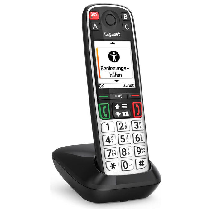 Gigaset EASY 500 Telefono cordless per anziani pulsanti grandi compatibile con apparecchi acustici segnalazione visiva delle chiamate colore Nero