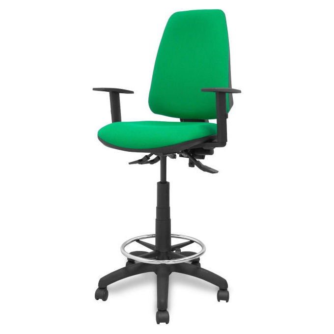 Piqueras y Crespo S5704270 Elche S Sgabello da Ufficio Ergonomico Tessuto Bali Braccioli Regolabili Base Poliammide colore Verde
