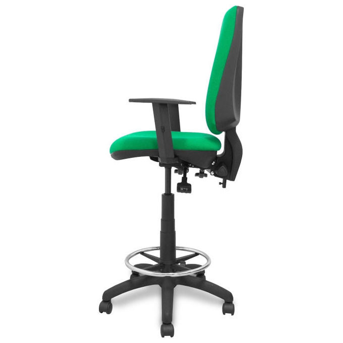 Piqueras y Crespo S5704270 Elche S Sgabello da Ufficio Ergonomico Tessuto Bali Braccioli Regolabili Base Poliammide colore Verde
