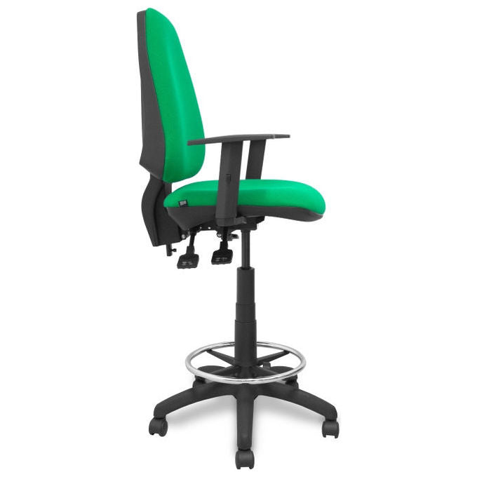 Piqueras y Crespo S5704270 Elche S Sgabello da Ufficio Ergonomico Tessuto Bali Braccioli Regolabili Base Poliammide colore Verde