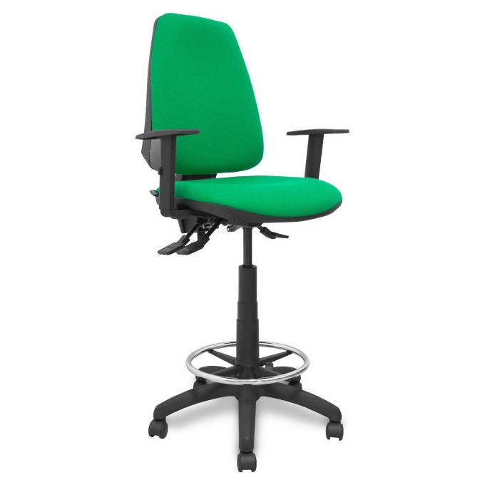 Piqueras y Crespo S5704270 Elche S Sgabello da Ufficio Ergonomico Tessuto Bali Braccioli Regolabili Base Poliammide colore Verde