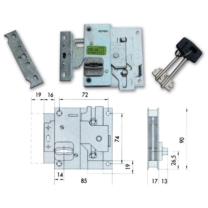 Cisa 57411.30.1 Serratura per Casseforti con 2 Chiavi compatibile serie 82010 82050 82210 82250 82310 82350