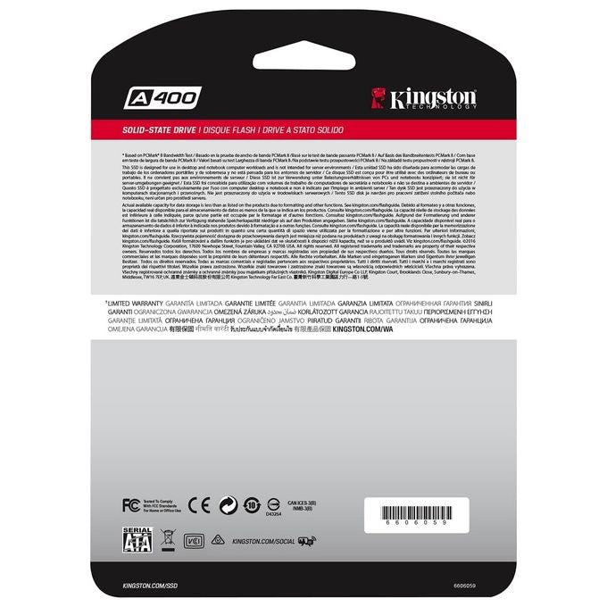 KINGSTON SA400S37-240G Ssd 240Gb Drive a Stato Solido A400 Sata 3 2,5''