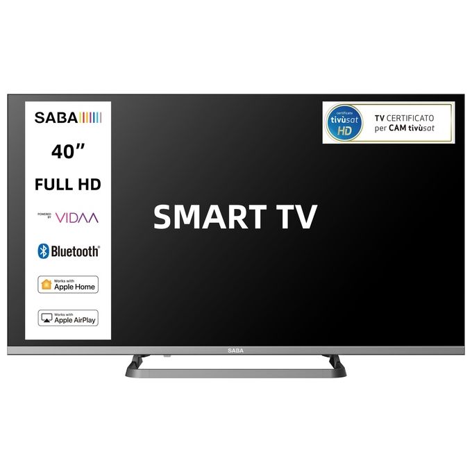 Saba, Tv Led 40 pollici, Full HD, Smart Tv Vidaa, Sintonizzatore DVBT2, Grigio Chiaro