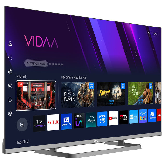 Saba, Tv Led 40 pollici, Full HD, Smart Tv Vidaa, Sintonizzatore DVBT2, Grigio Chiaro