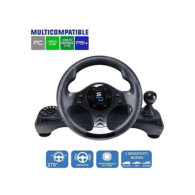 Subsonic SA5156-NG SUPERDRIVE Volante da Corsa con Pedali e Cambio 270° Vibrazione Regolabile USB PC PlayStation 4 Xbox One Xbox Series X colore Nero