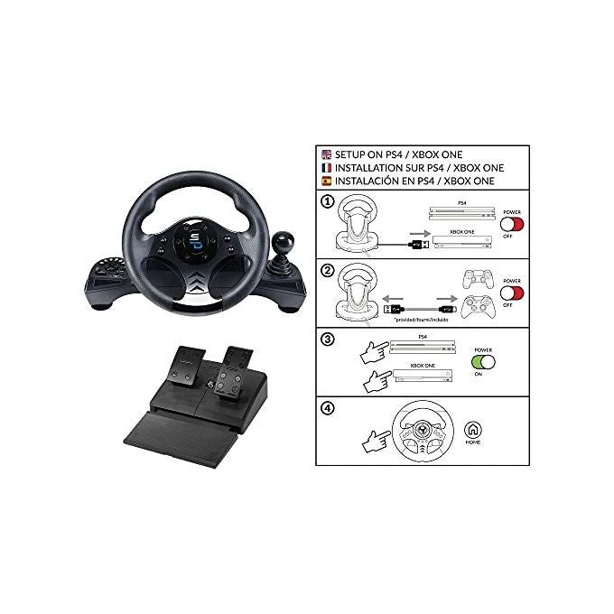 Subsonic SA5156-NG SUPERDRIVE Volante da Corsa con Pedali e Cambio 270° Vibrazione Regolabile USB PC PlayStation 4 Xbox One Xbox Series X colore Nero