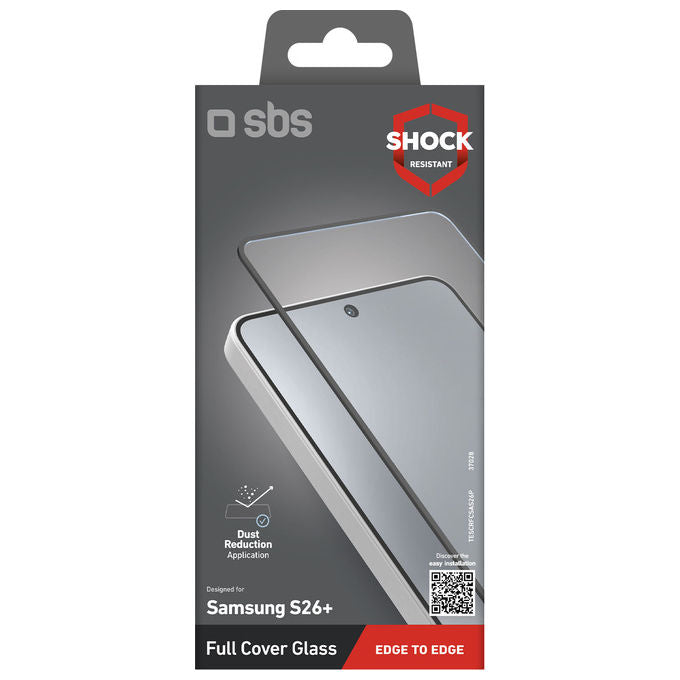 SBS, Pellicola Proteggischermo, Trasparente, In Vetro Temperato, Con Bordi in Silicone Neri, Per Samsung S26+