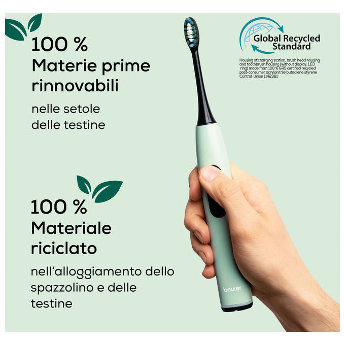 Beurer SC 50, Spazzolino Elettrico Sonico, Nero e Verde, 80000 Oscillazioni al Minuto
